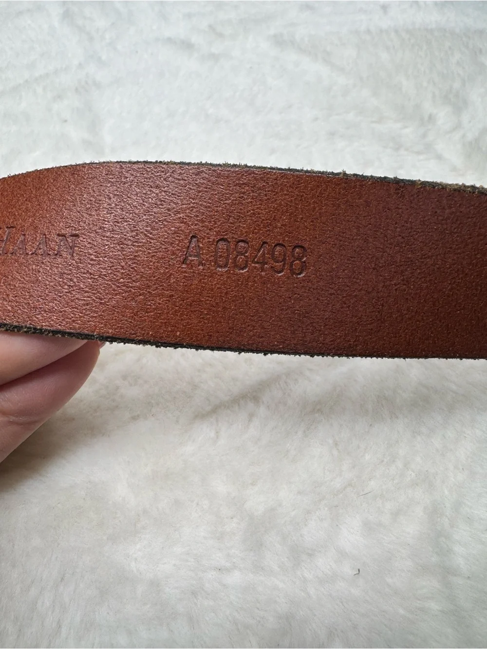 Cole Haan Genuine Leather Brown Belt Silver Rectangle Buckle Size 34/35